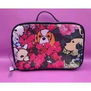 Marc Tetro Floral Dog Large Cosmetic Bag NWT $48 MSRP